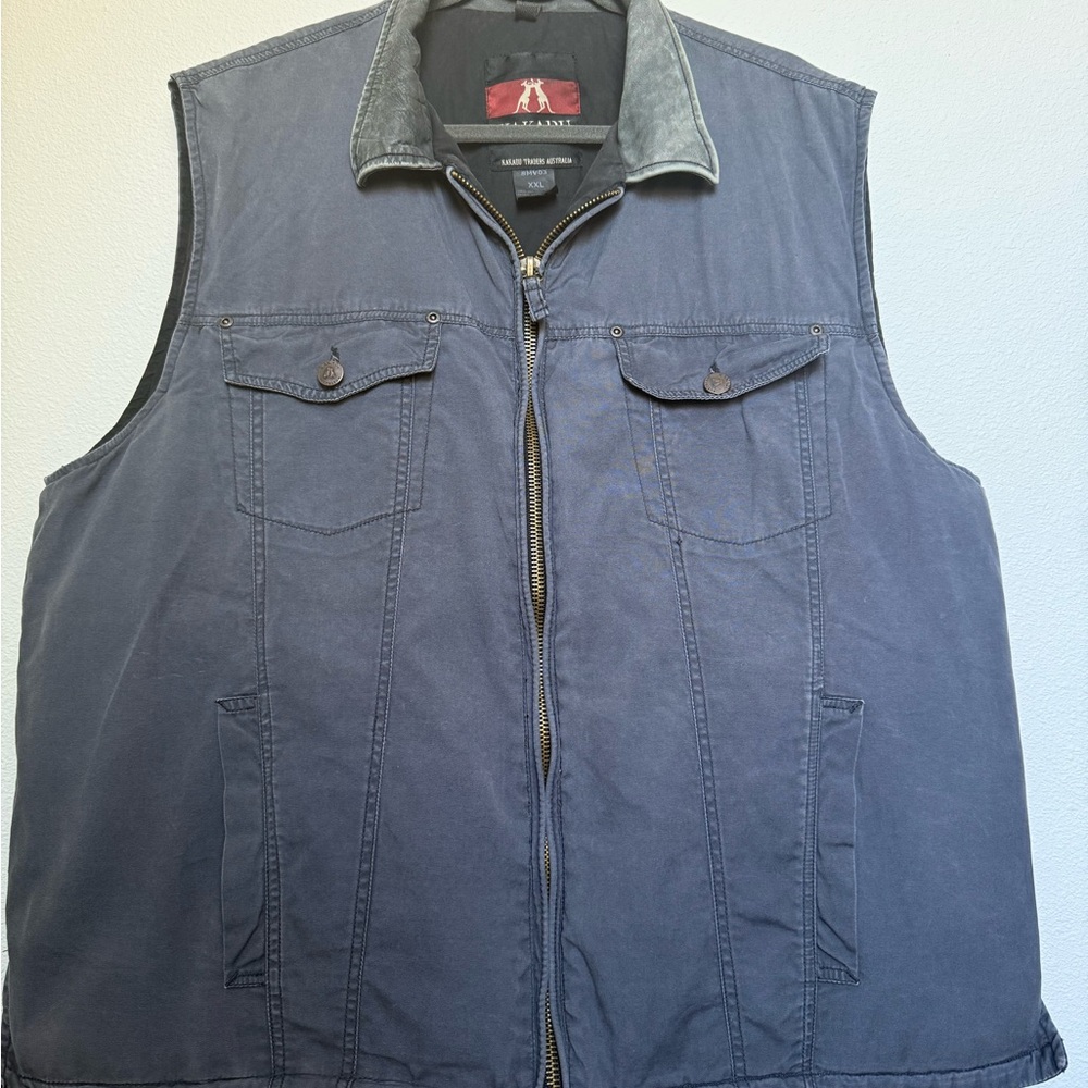 Kakadu Traders Australia Canvas Leather Vest Conceal Carry Hunting 8MV03 Sz XXL